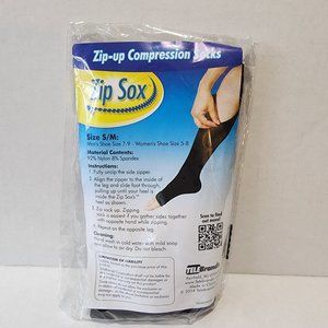 Zip Sox™ Zip Up Compression Socks, Black, Size S/M
